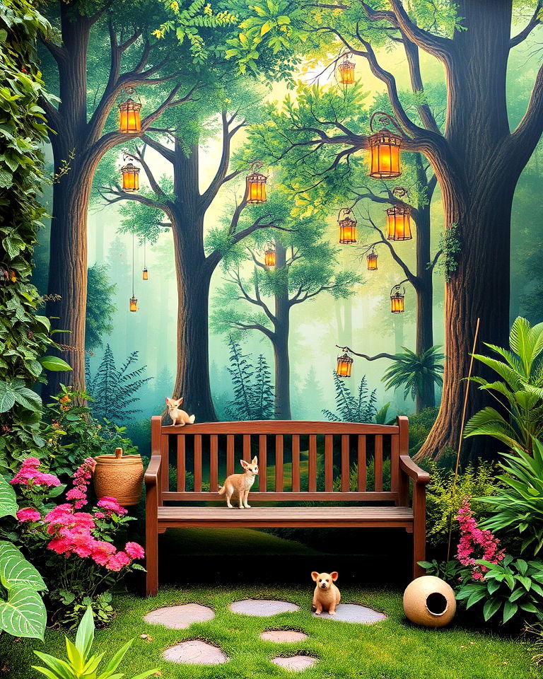 whimsical fairytale forest mural - 30 Garden Mural Ideas