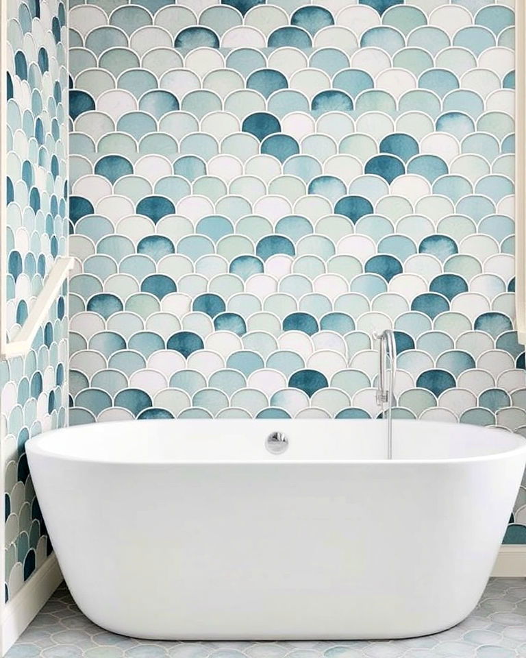 whimsical fish scale tiles - 40 Bathtub Tile Ideas