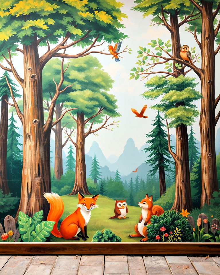 whimsical forest mural - 30 Garden Mural Ideas