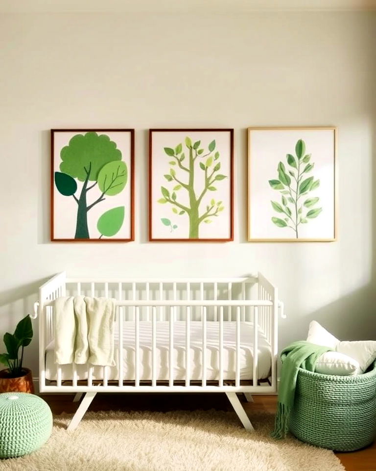 whimsical nature inspired wall art - 25 Green Nursery Ideas
