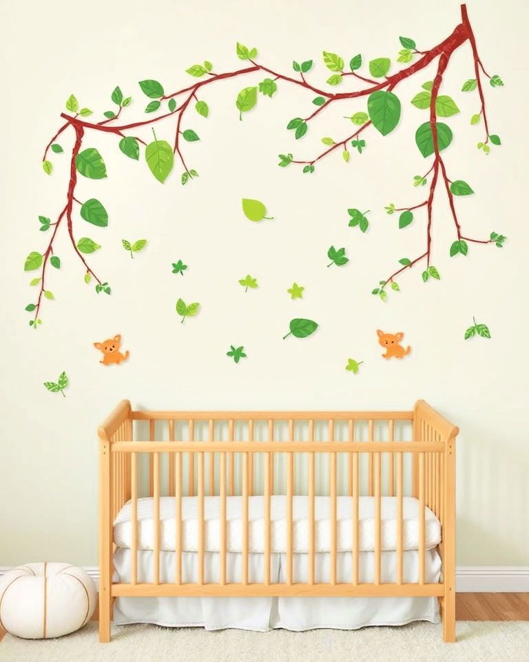whimsical nature inspired wall decals - 25 Green Nursery Ideas