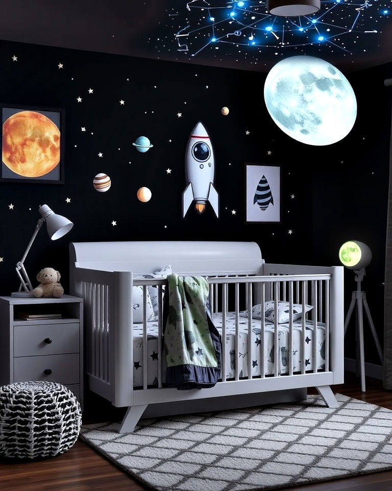 whimsical nursery with outer space odyssey - 20 Whimsical Nursery Ideas