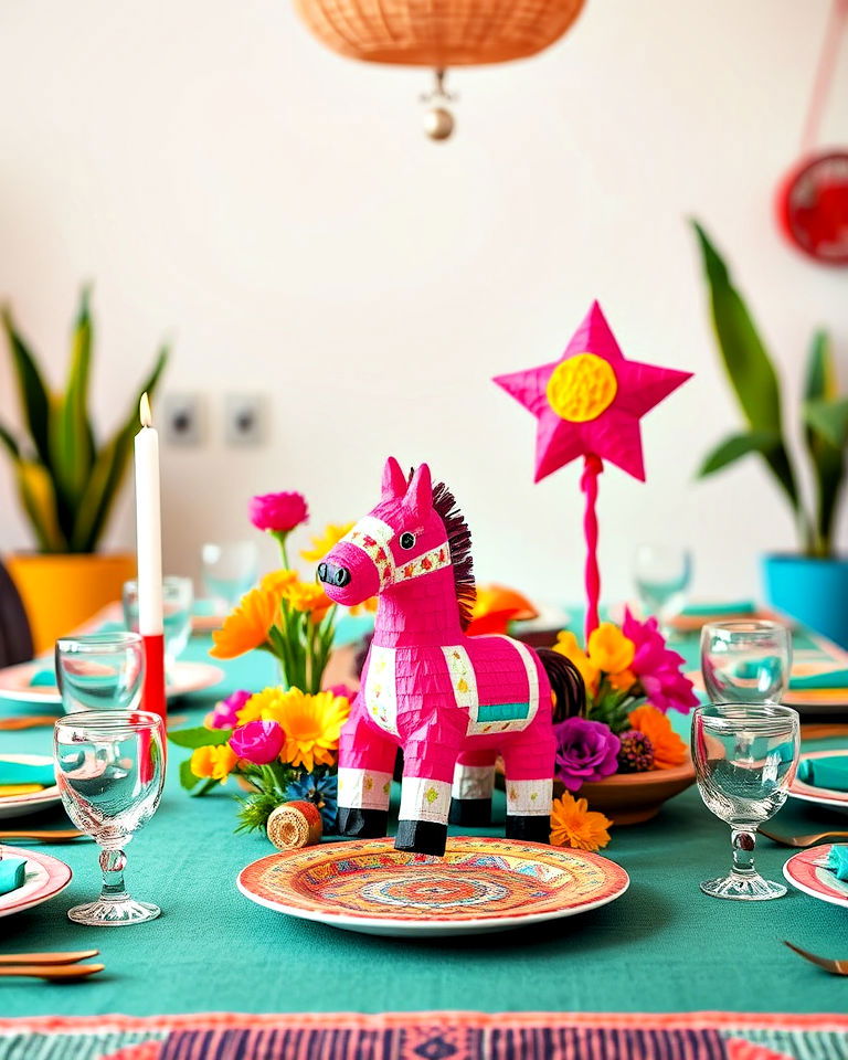 whimsical piata inspired centerpieces - 20 Mexican Table Decor Ideas