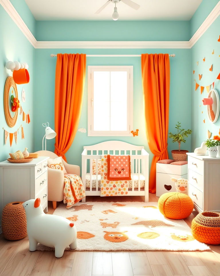 whimsical teal and orange color for nursery - 20 Teal and Orange Color Scheme for Your Rooms