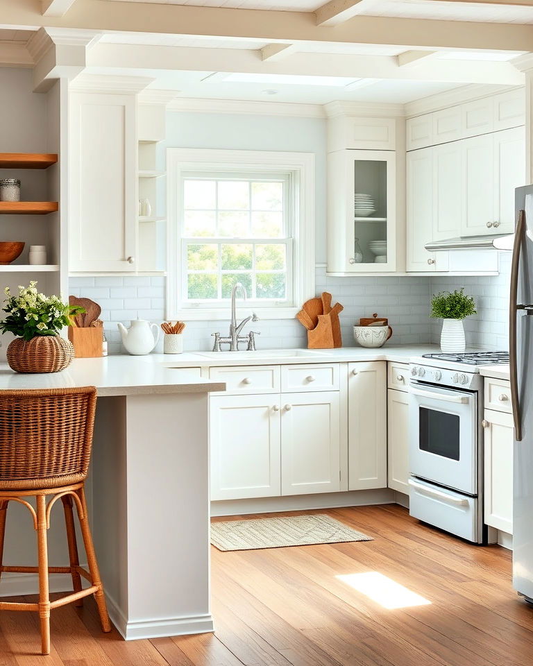 white appliances for coastal cottage kitchen - 40 Kitchen With White Appliances Ideas