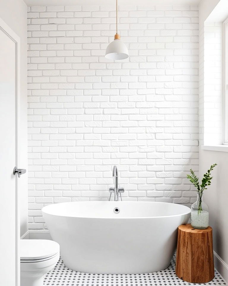 white brick accent wall for minimalist appeal - 20 Brick Accent Wall Ideas