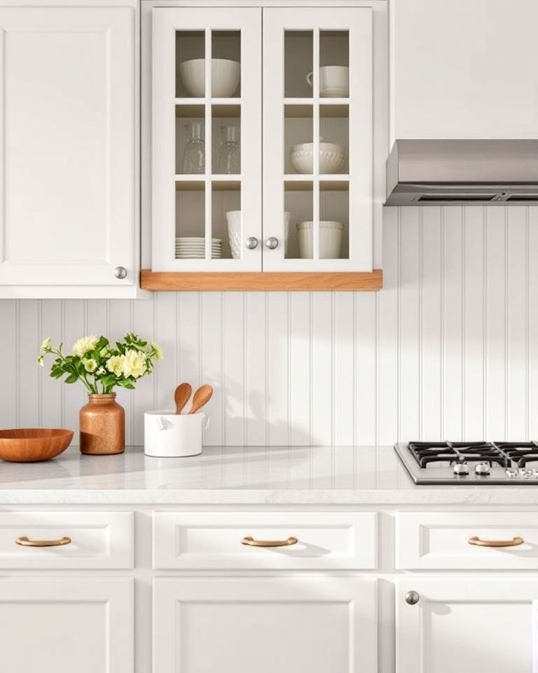 white cabinets with beadboard backsplash - 40 Kitchen Backsplash Ideas for White Cabinets
