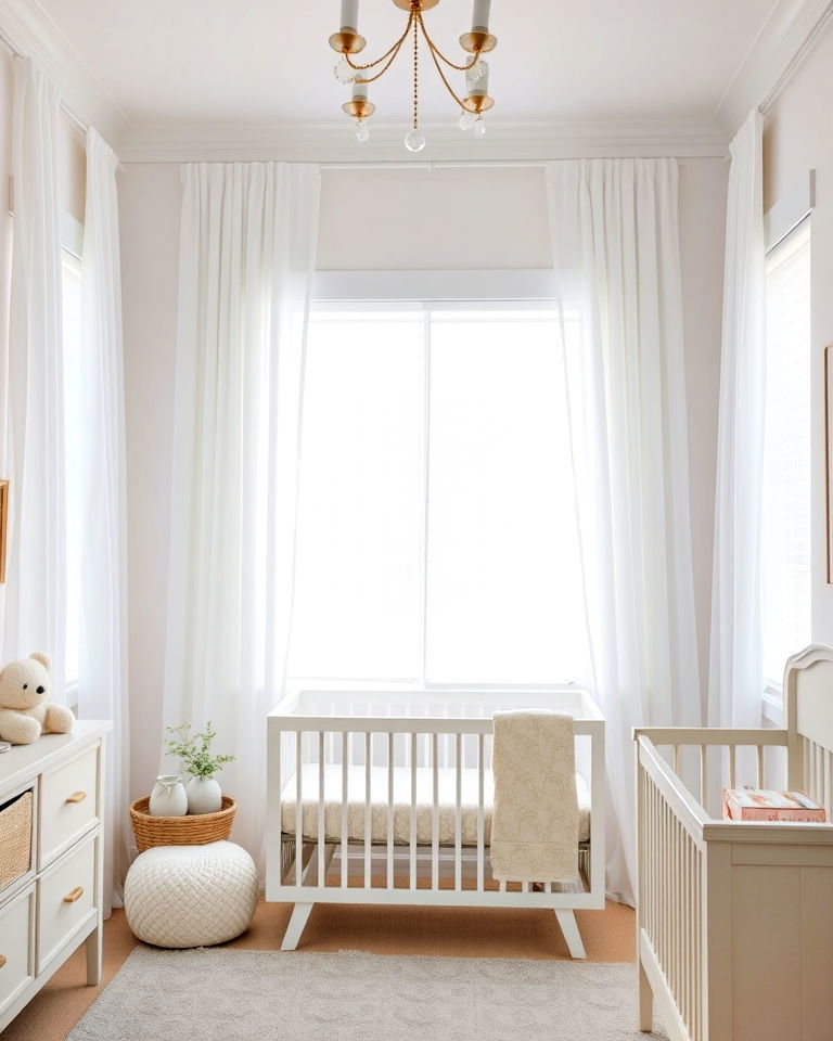 white curtains for nursery - 15 White Nursery Ideas