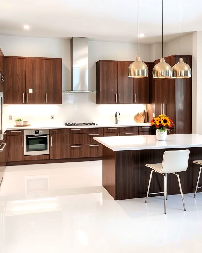 white epoxy floor for kitchen - 25 White Kitchen Floor Ideas