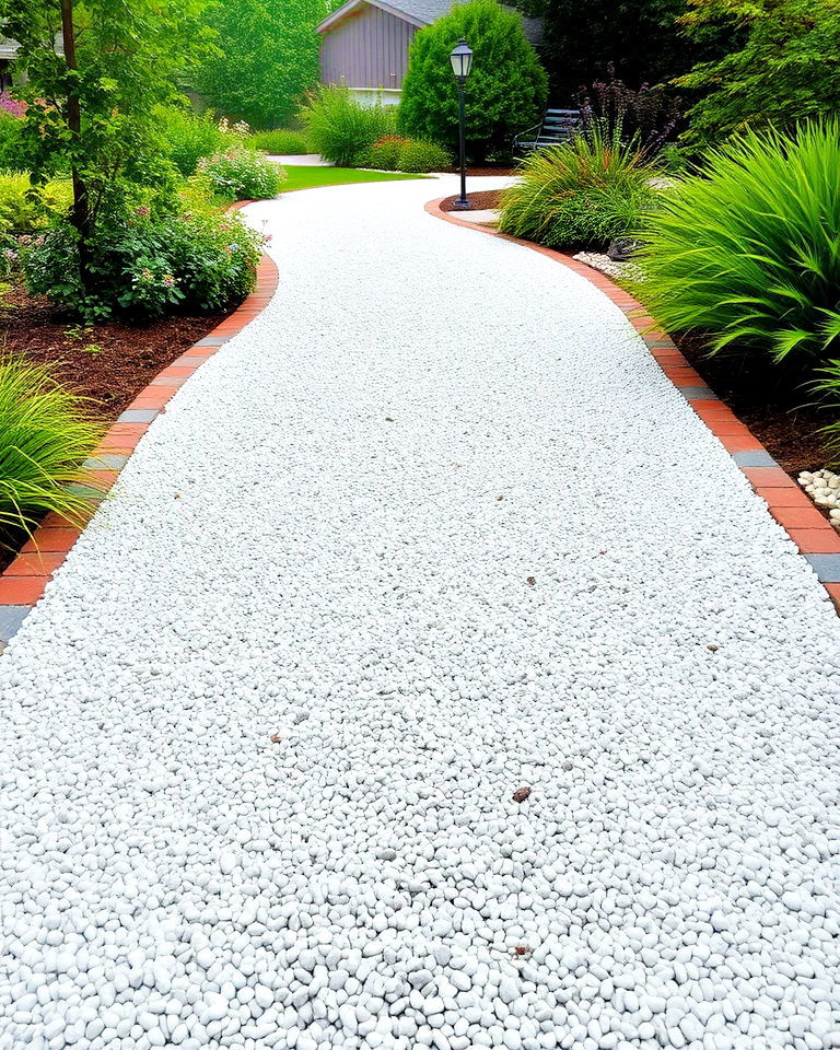 white gravel to line walkway - 25 White Rock Landscaping Ideas