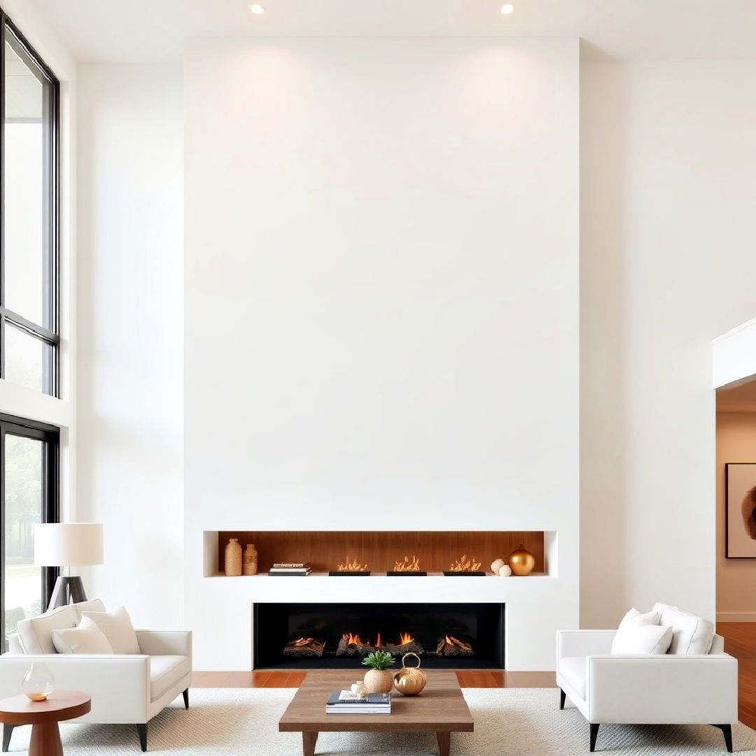white plaster two story fireplace - 25 Two-story Fireplace Ideas