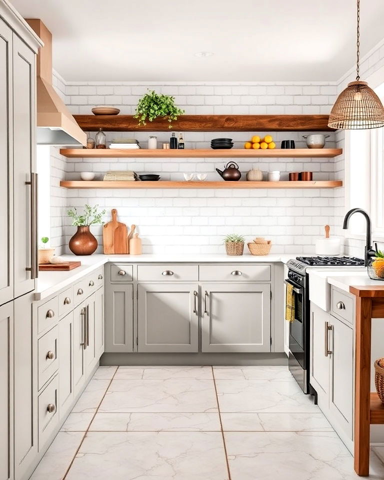 white quarry tiles to add rustic charm - 25 White Kitchen Floor Ideas