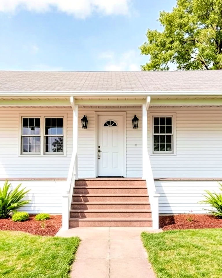white ranch style home design - 20 White Siding House Designs