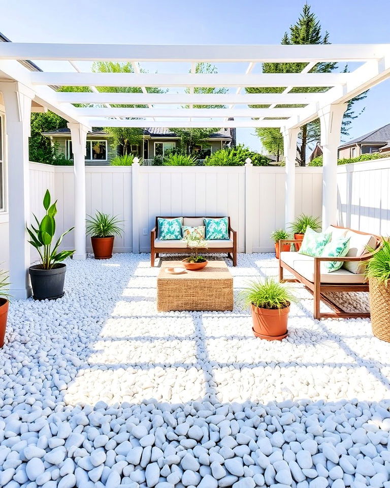 white rock base to enhance seating area - 25 White Rock Landscaping Ideas