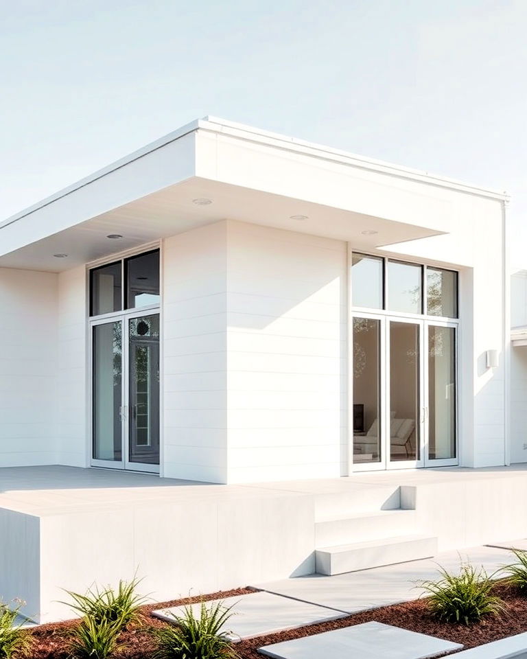 white siding with clean lines - 20 White Siding House Designs