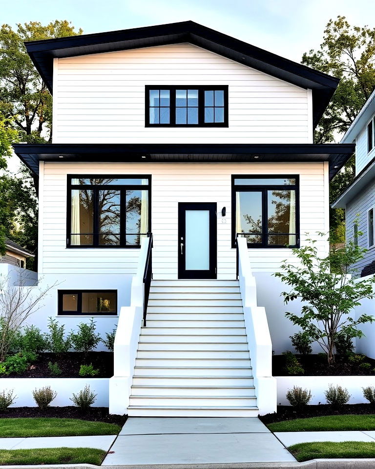 white split level house - 20 White Siding House Designs