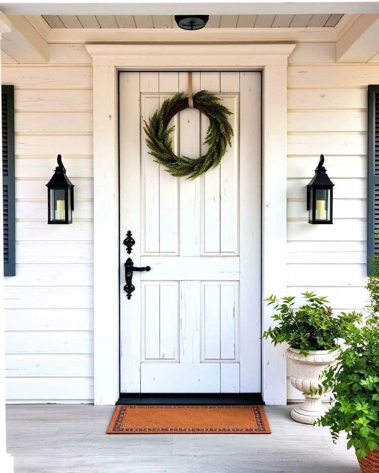 whitewashed colonial door with rustic finish - 20 Colonial Front Door Ideas