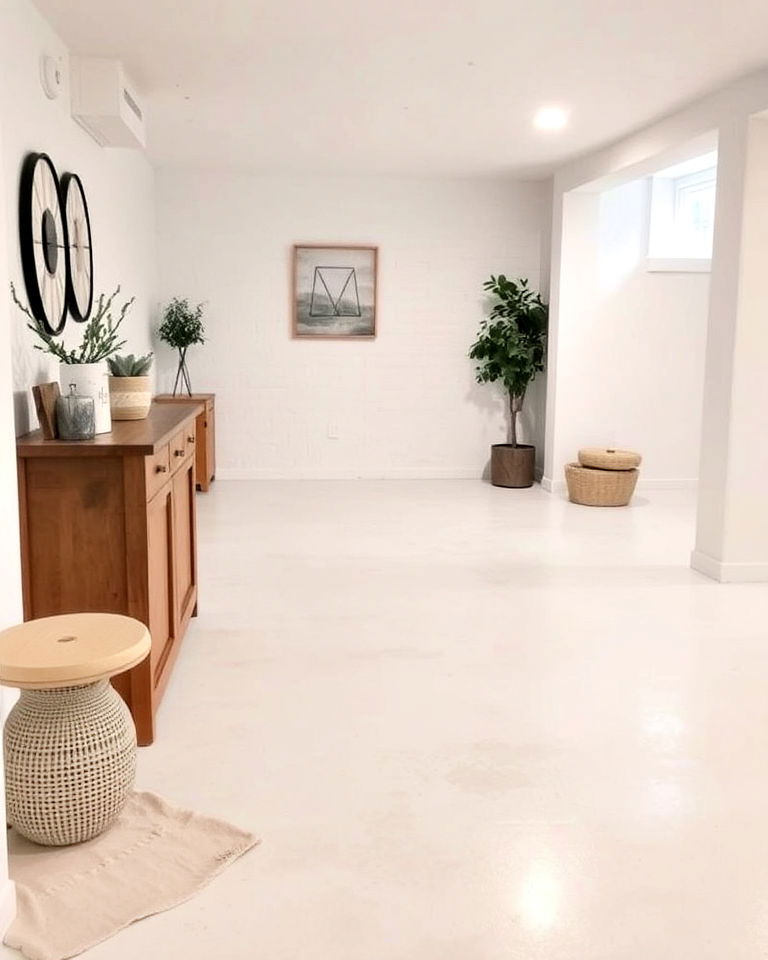 whitewashed concrete floor - 20 Concrete Basement Floor Ideas