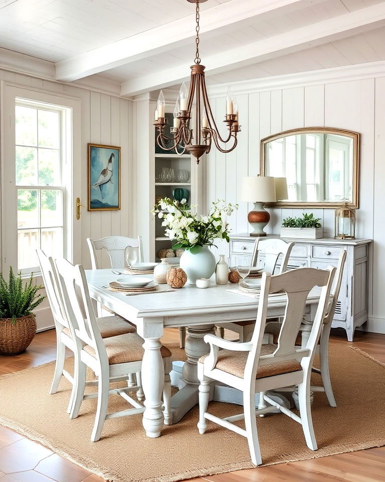 whitewashed finishes for coastal dining room - 20 Coastal Dining Room Ideas