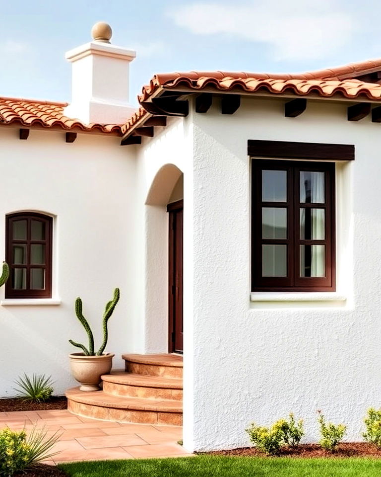 whitewashed walls for spanish style home - 25 Spanish Bungalow Exterior Ideas