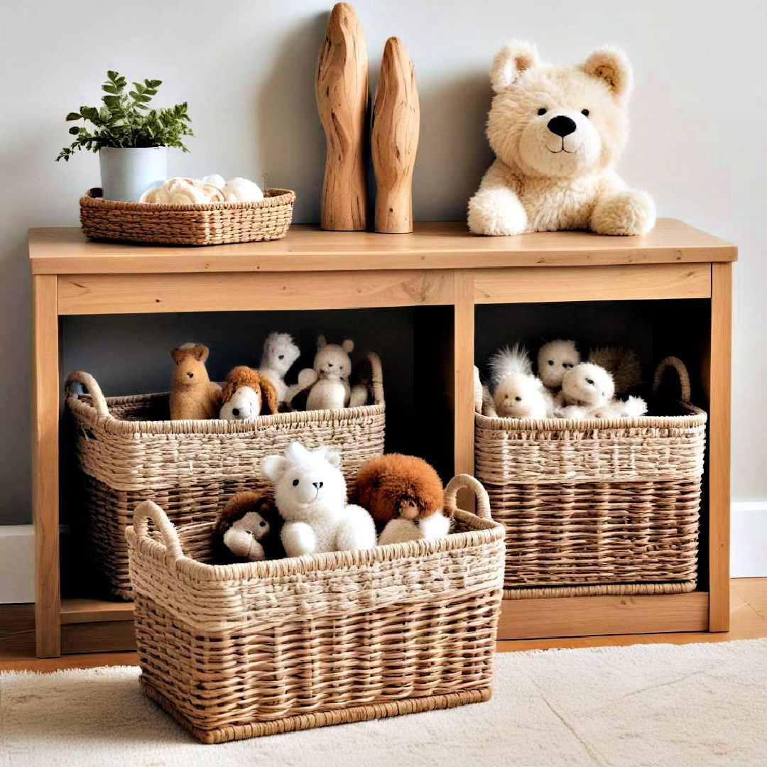wicker baskets for toy storage - 40 Toy Storage Ideas