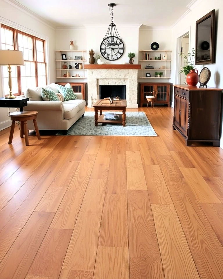 wide plank pine farmhouse flooring - 40 Farmhouse Flooring Ideas