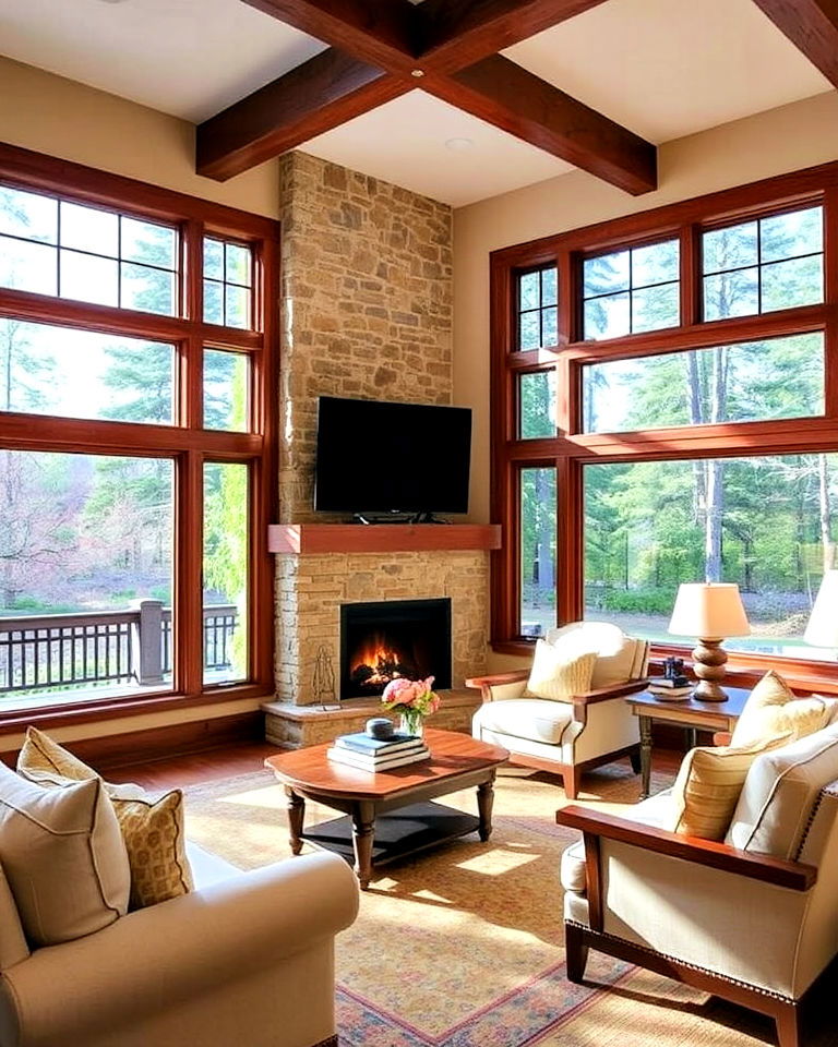 wide window openings for craftsman living room - 30 Craftsman Living Room Ideas