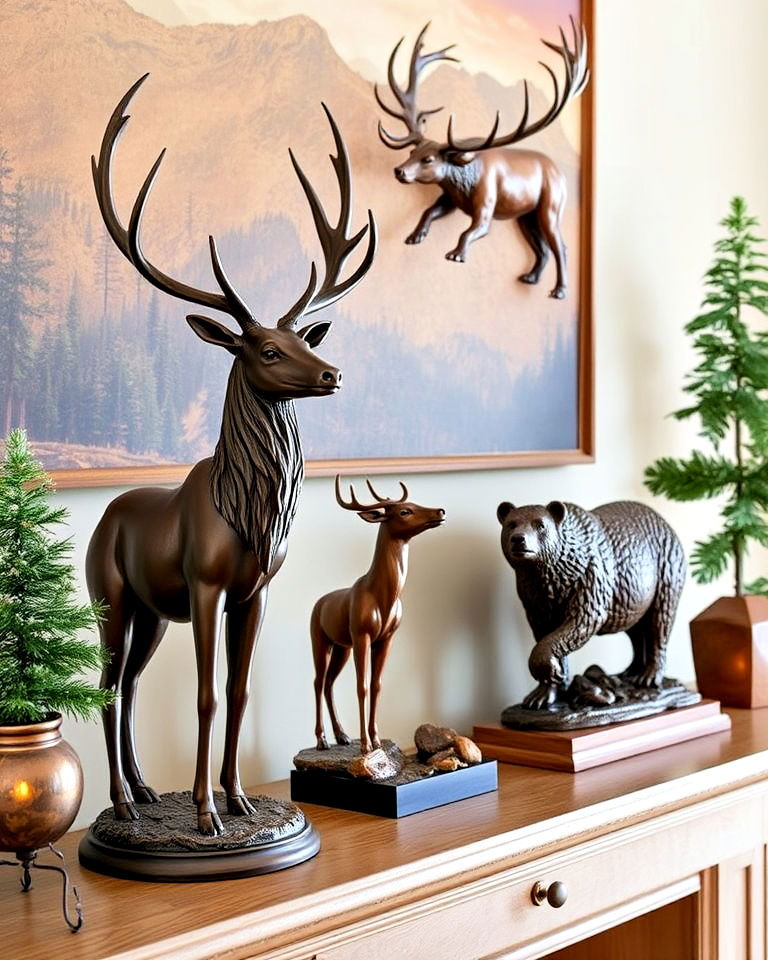 wildlife sculptures for hunting room - 25 Hunting Room Ideas