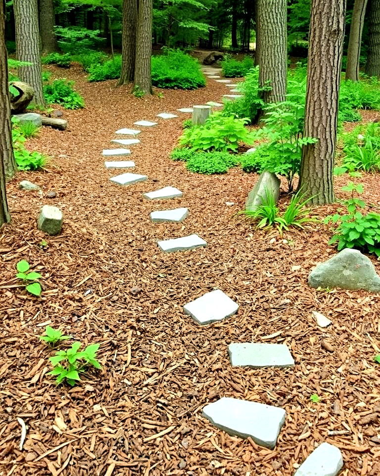 winding mulch path for woodland garden - 20 Woodland Garden Path Ideas