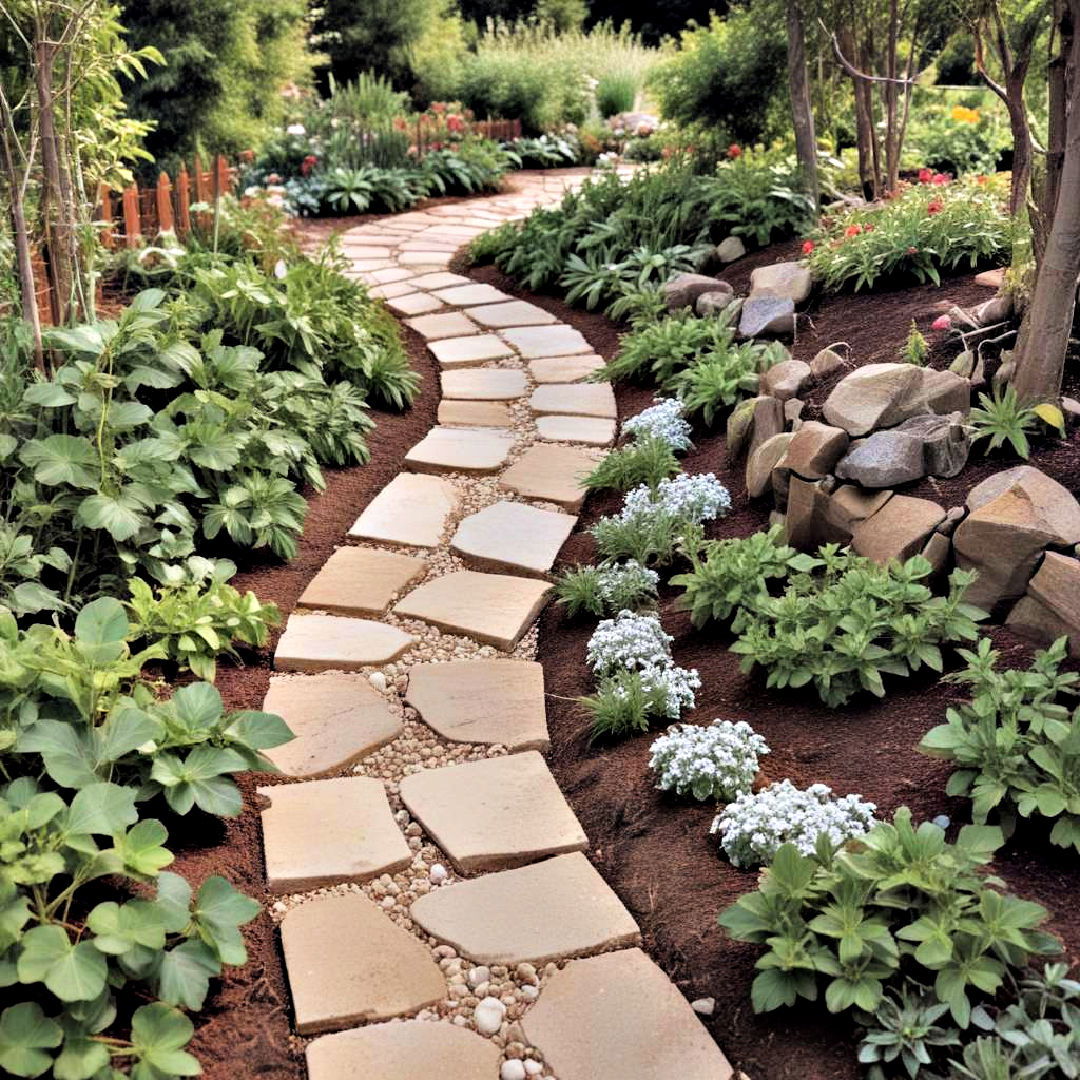 winding pathway for backyard - 40 Backyard Walkway Ideas