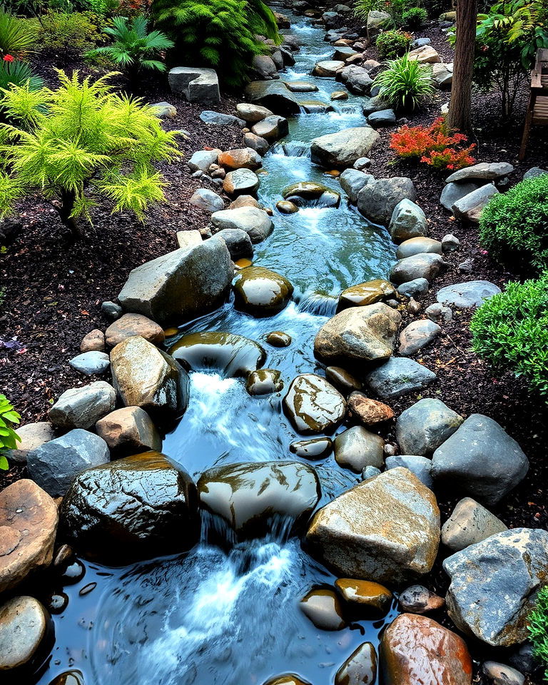 winding stream for japanese garden - 40 Japanese Garden Ideas