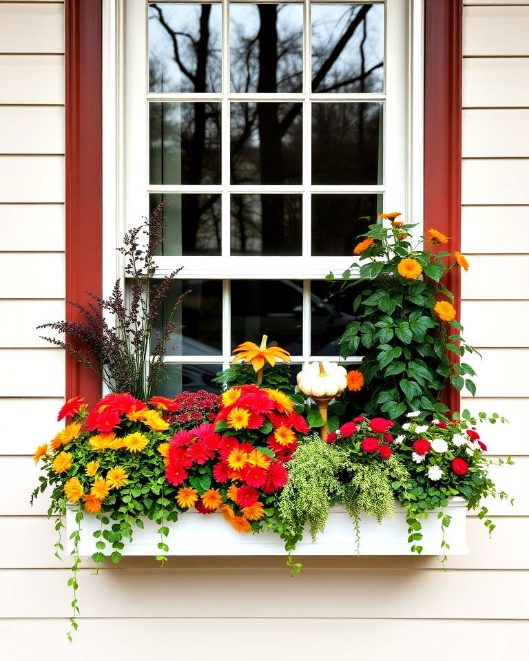 window box planter for seasonal flair - 40 Fall Planter Ideas