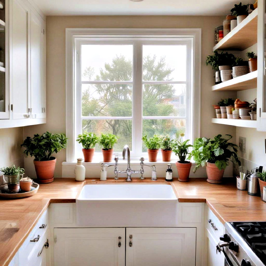 window space for plants - 30 Small Galley Kitchen Ideas on a Budget