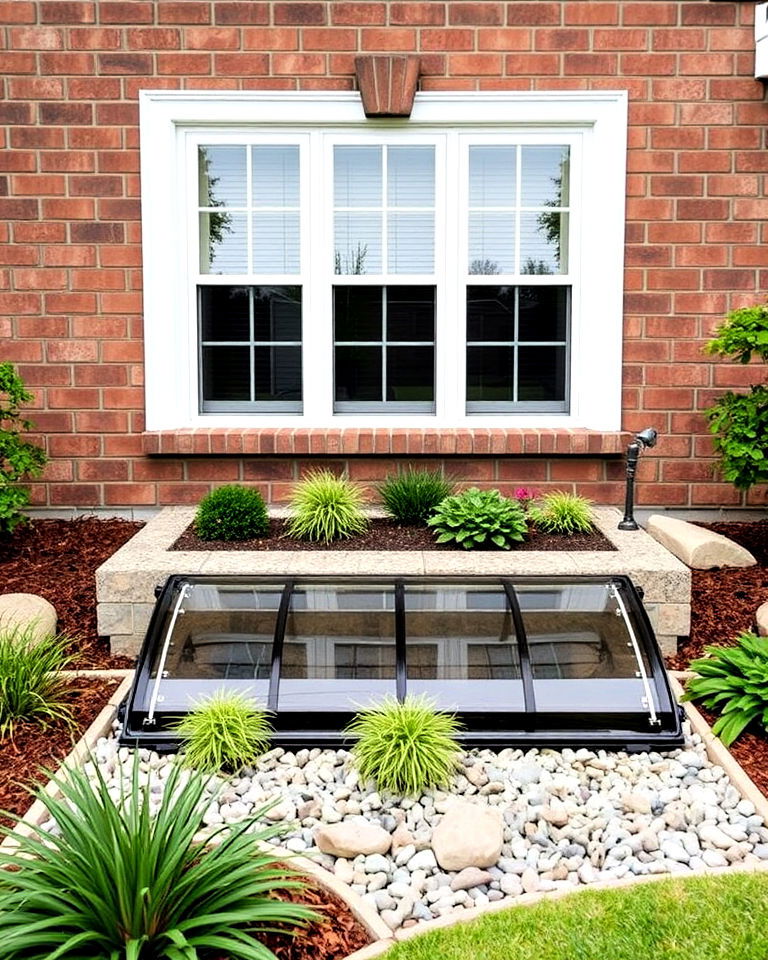 window well with landscaping ideas - 30 Basement Window Ideas