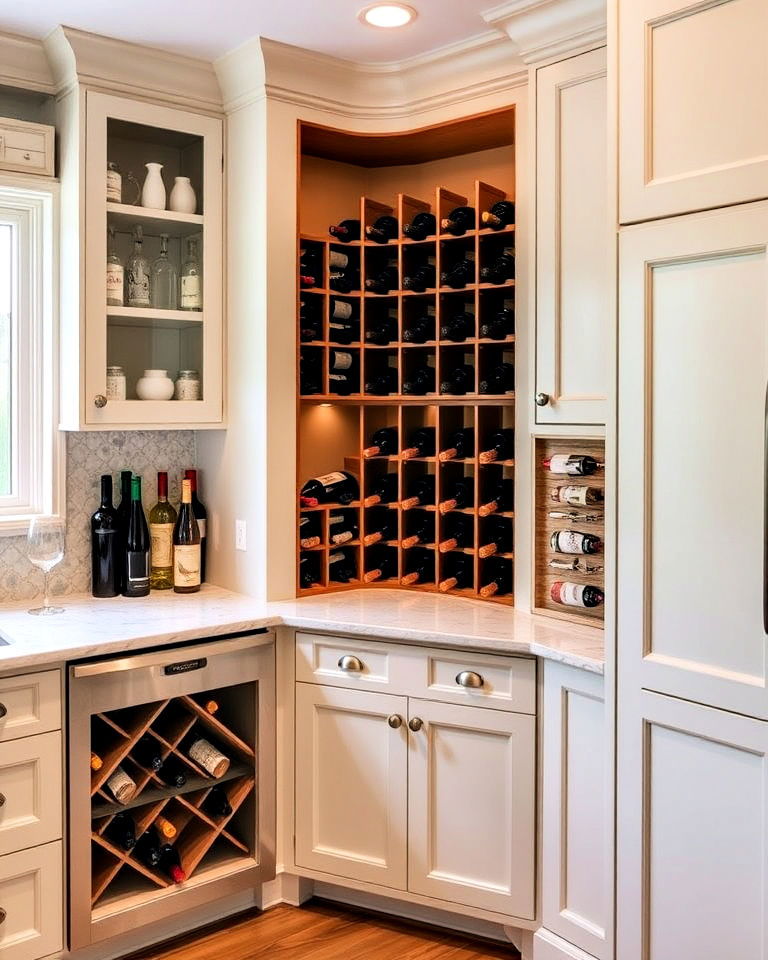 wine rack corner for kitchen - 15 Kitchen Corner Ideas