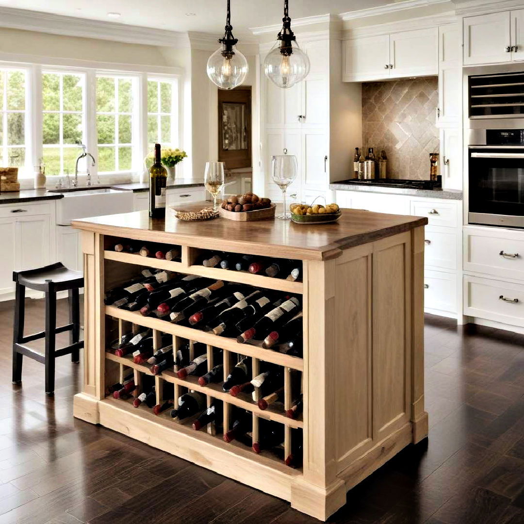 wine storage rack - 40 Kitchen Island Ideas