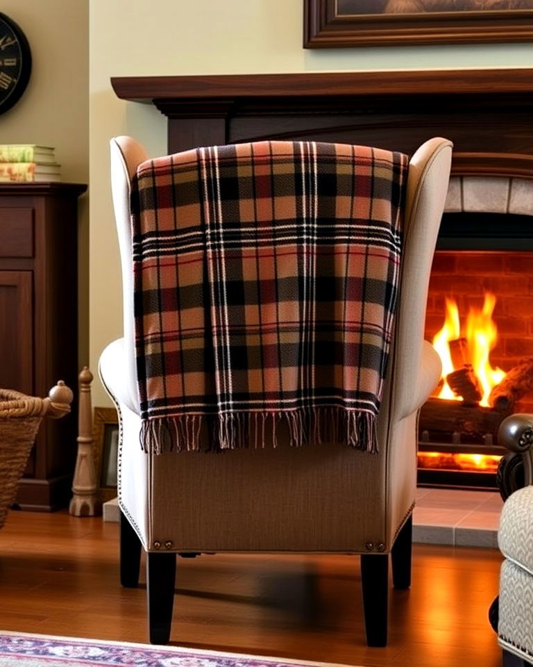 wingback chair in front of the fireplace - 20 Chairs in Front of Fireplace Ideas