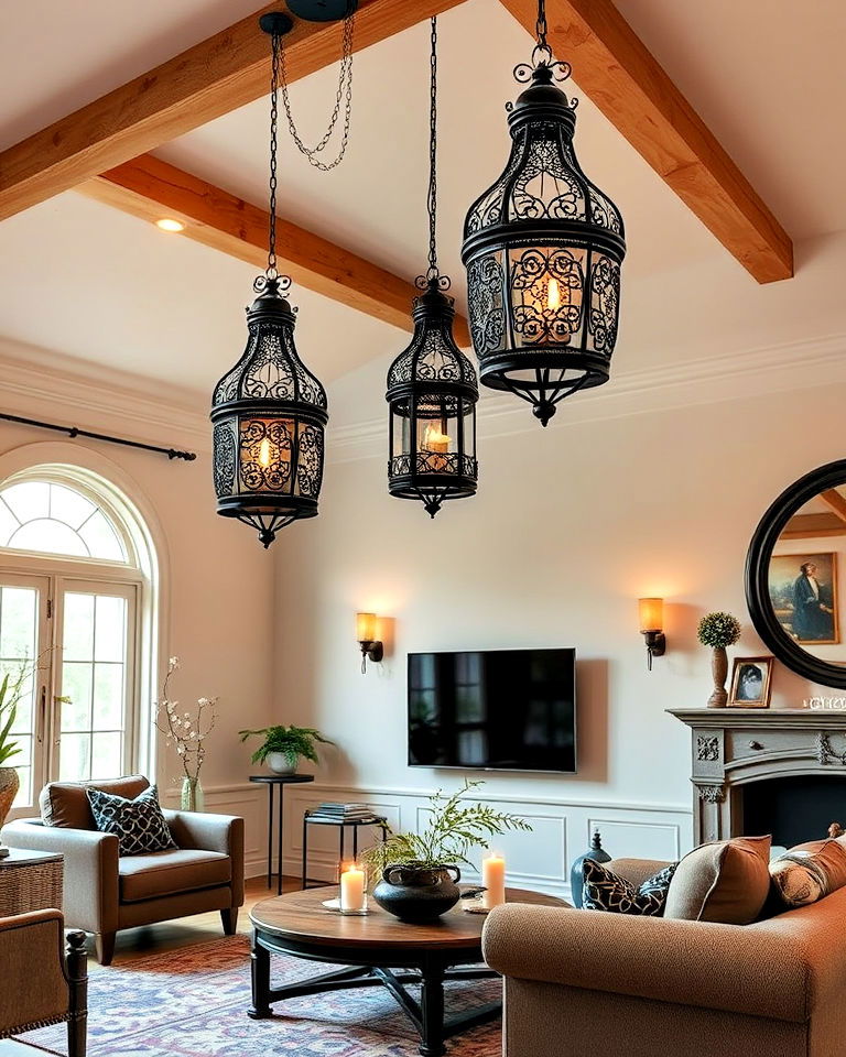 witchy living room with hanging lanterns - 30 Witchy Living Room Ideas