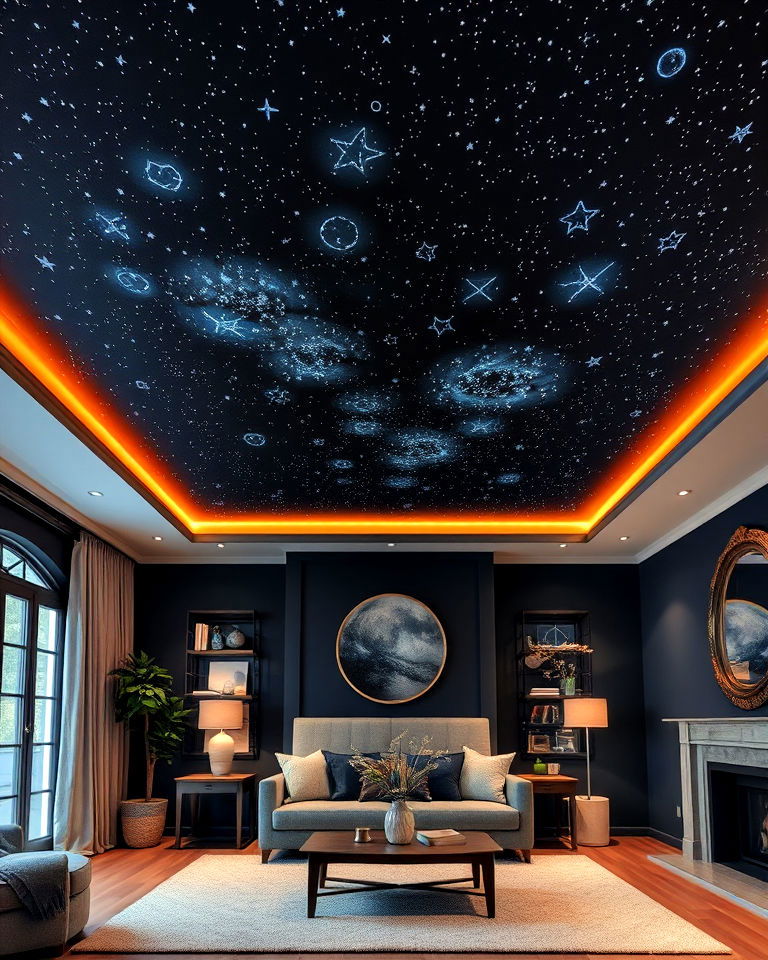 witchy living room with starry night ceiling - 30 Witchy Living Room Ideas