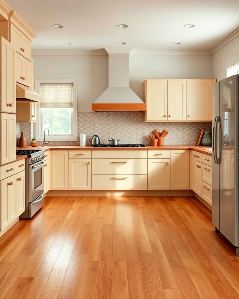 with honey toned wood floor - 15 Kitchens With Wood Floors