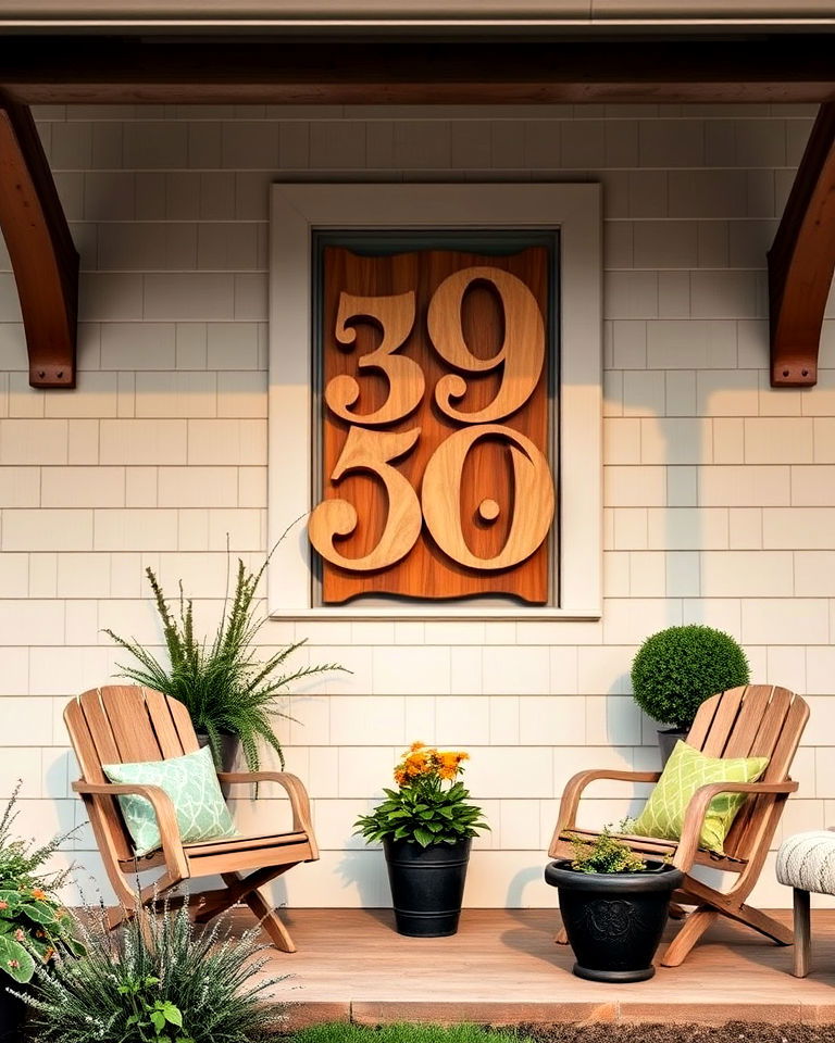wood carved house numbers - 40 House Number Ideas