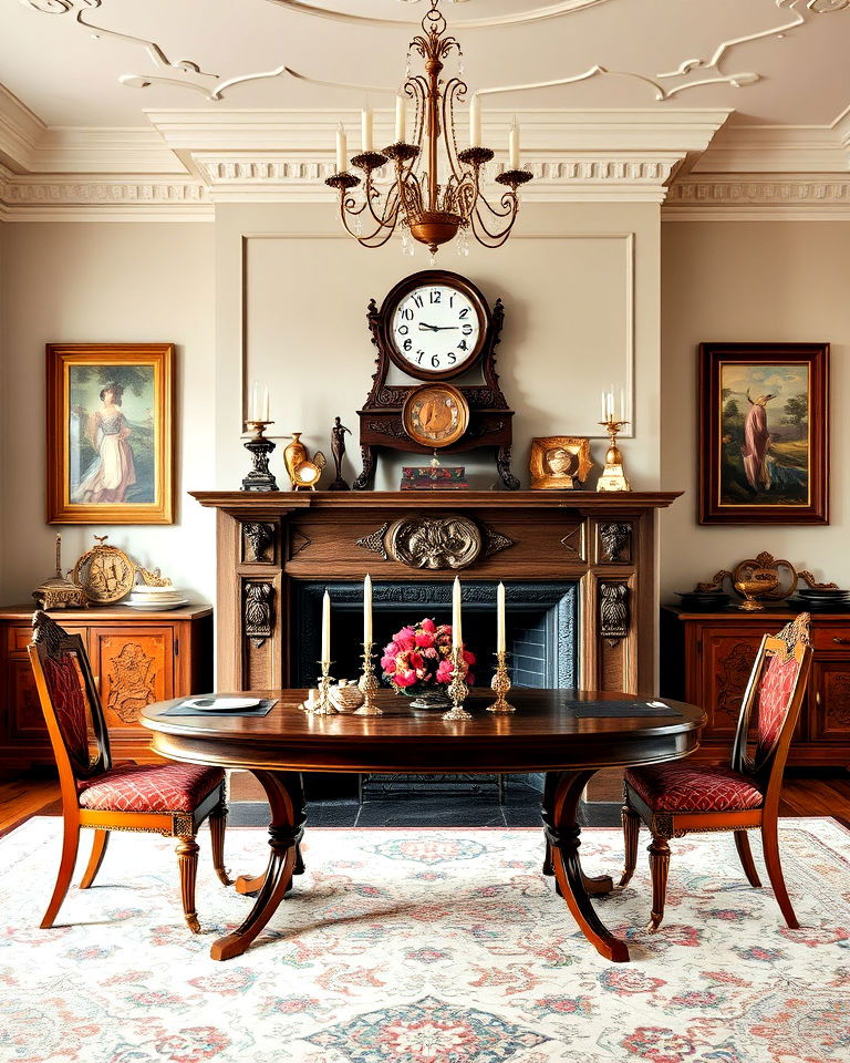 wood fireplace for victorian dining room - 25 Victorian Dining Room Ideas