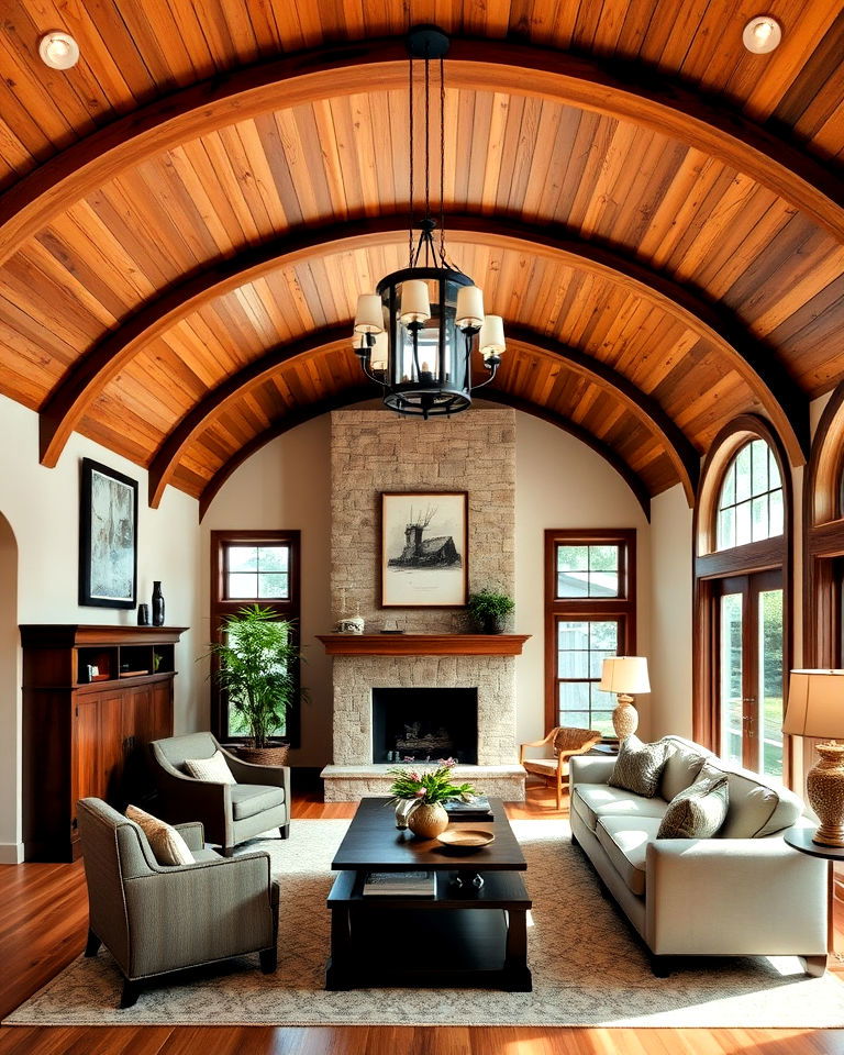 wood paneled barrel ceiling - 20 Barrel Ceiling Ideas
