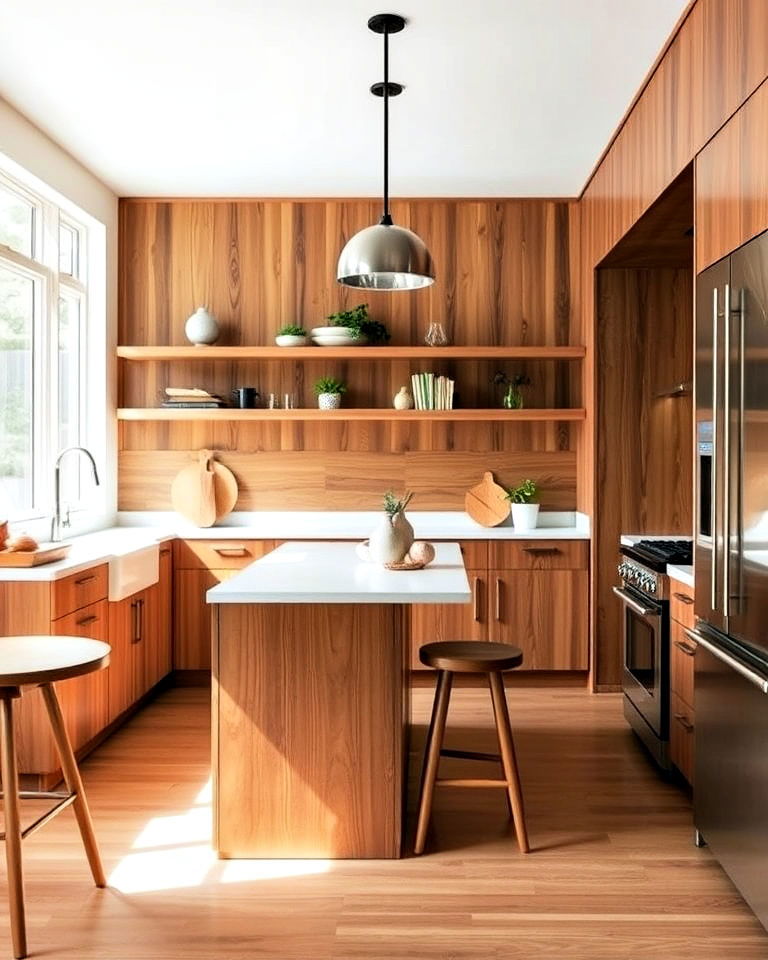 wood paneling accent ideas - 40 Mid-century Modern Kitchen Ideas