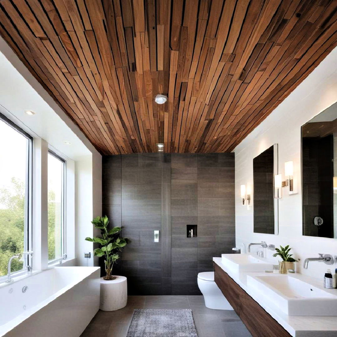 wood slat ceiling for textured look - 25 Wood Ceiling Ideas