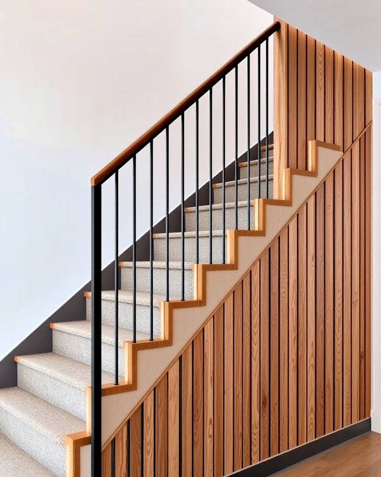 wood slat staircase accent wall - 40 Wood Slat Accent Wall Ideas