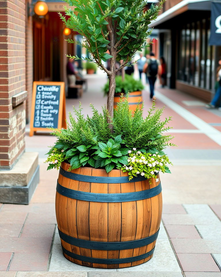 wooden barrel street planters - 20 Street Planters