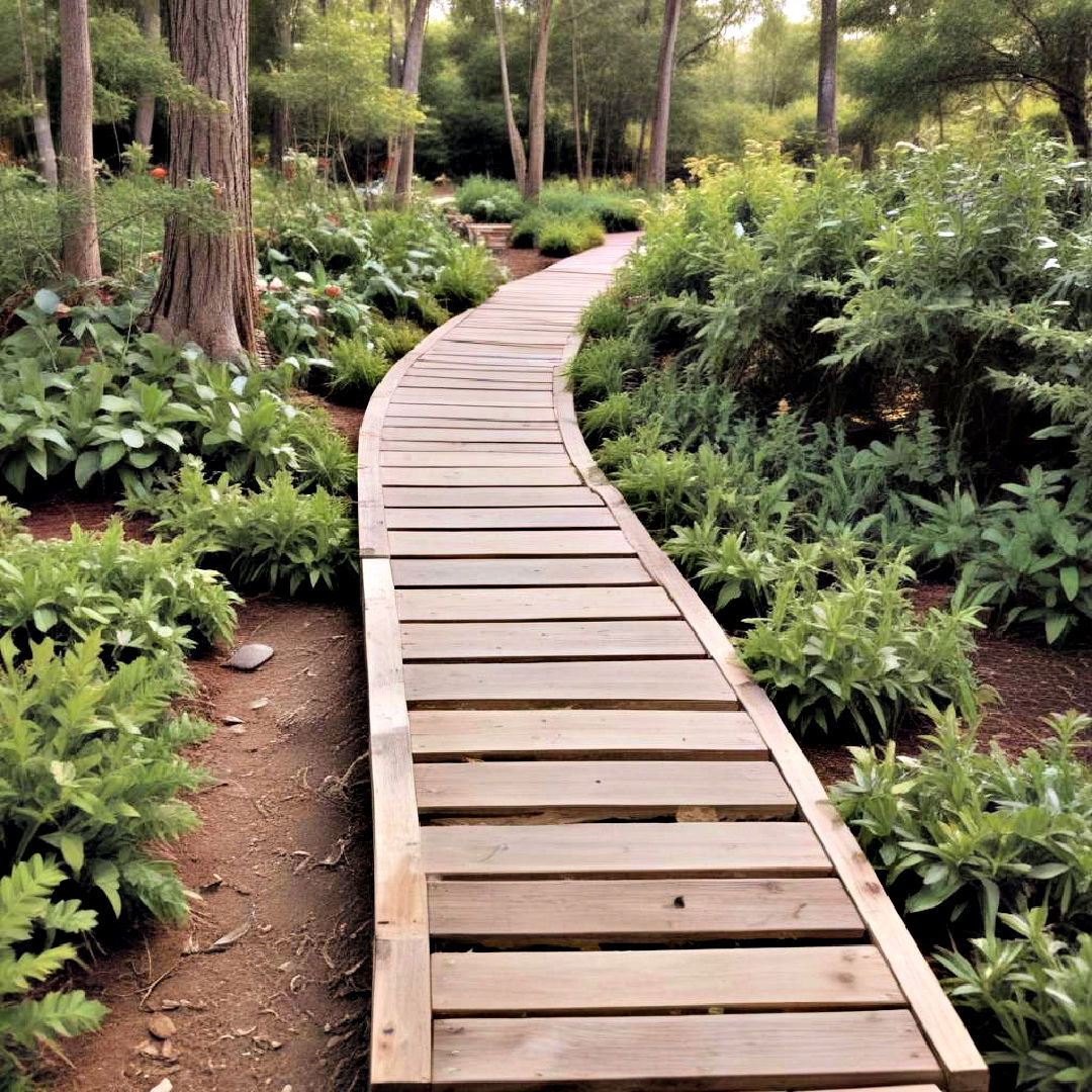 wooden boardwalk idea - 40 Backyard Walkway Ideas