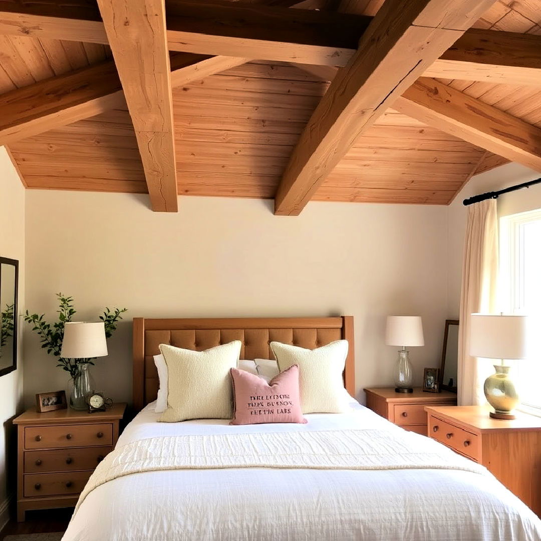 wooden ceiling beams for beige bedroom - 30 Beige Bedroom Ideas