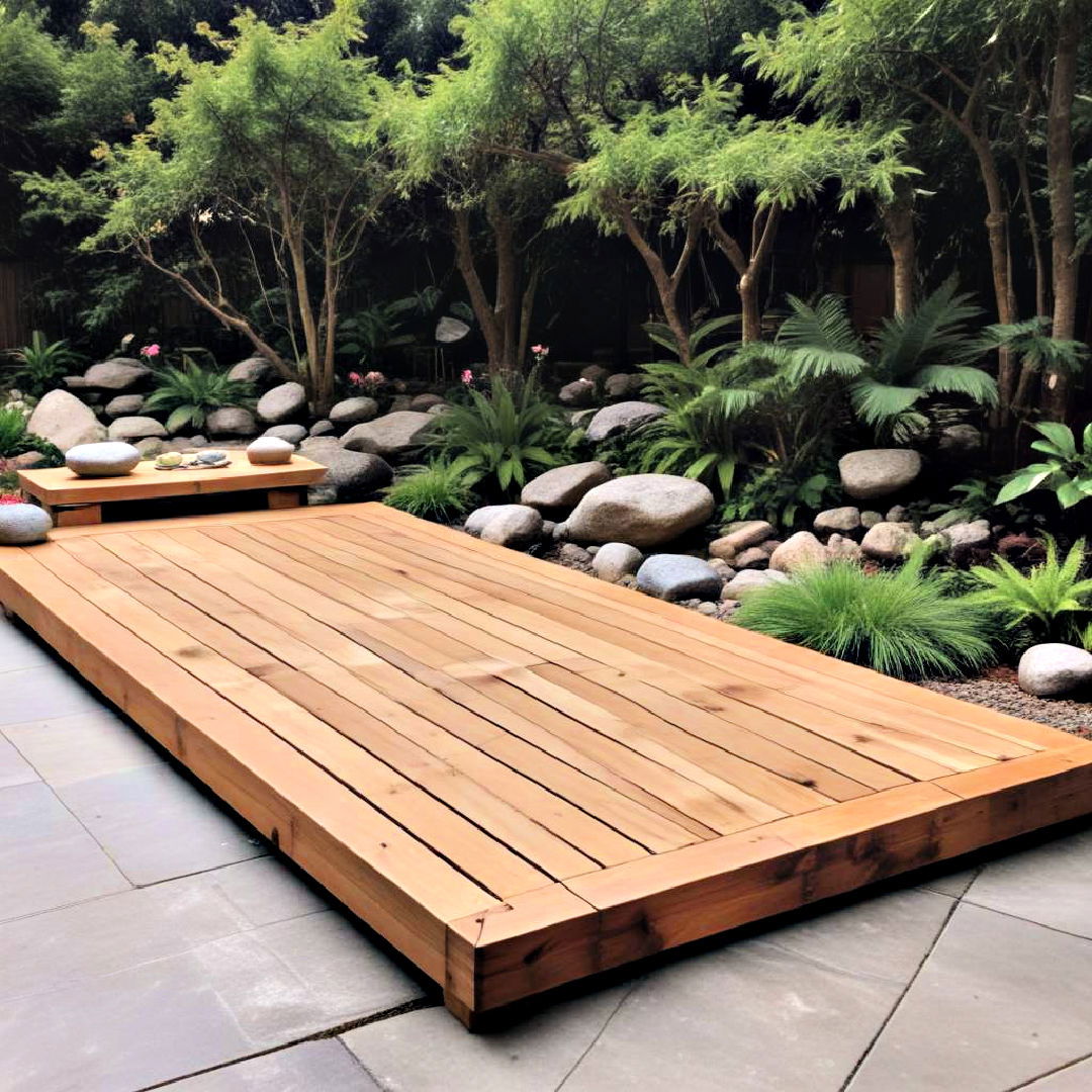 wooden deck as meditation platform - 25 Zen Garden Ideas